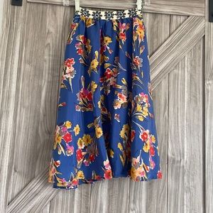 Anthropologie Blue Floral Skirt
